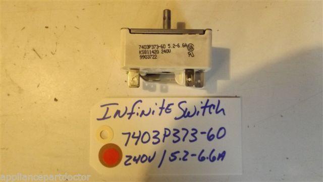 MAYTAG STOVE 7403p373-60 infinite switch (240v) (5.2-6.6a) USED PART MAYTAG STOVE 7403p373-60 infinite switch (240v) (5.2-6.6a) USED PART